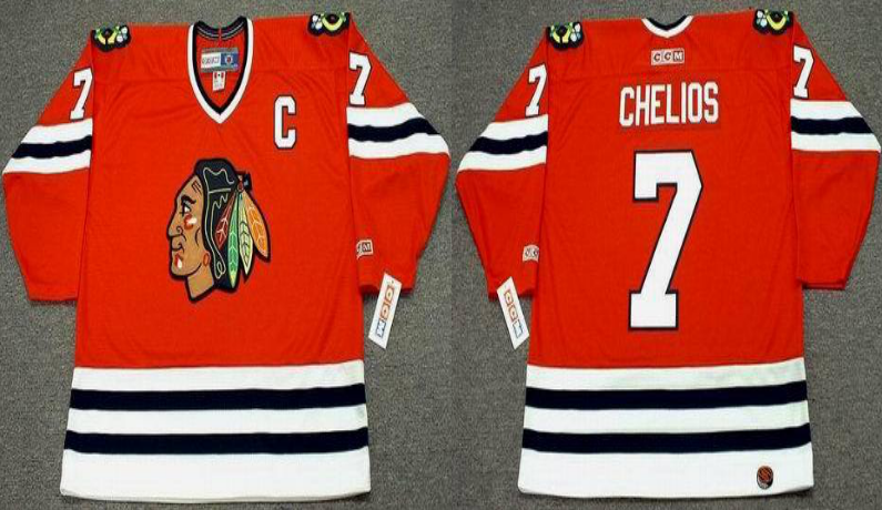 2019 Men Chicago Blackhawks #7 Chelios red CCM NHL jerseys->chicago blackhawks->NHL Jersey